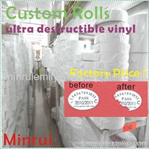 Hot!large Ultra Destructible Vinyl Label Material In Jumbo Roll/a4 In China